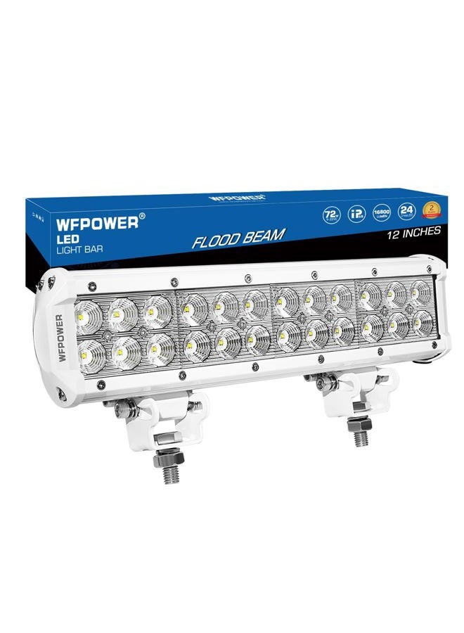 WFPOWER 12 Inch Light bar for Boat, Super Bright 72W Flood Marine Light Bar White LED Light Bar for Boat Deck Dock, Waterproof IP68 LED Bar Lights for Boat 12V 24V Offroad Light Bar for Trucks SUV - Image 1