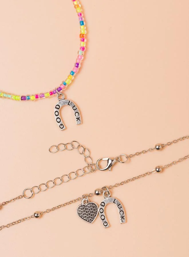 Take Two  Set of 3 - Beaded Flower Anklet for Women | Best Price UAE