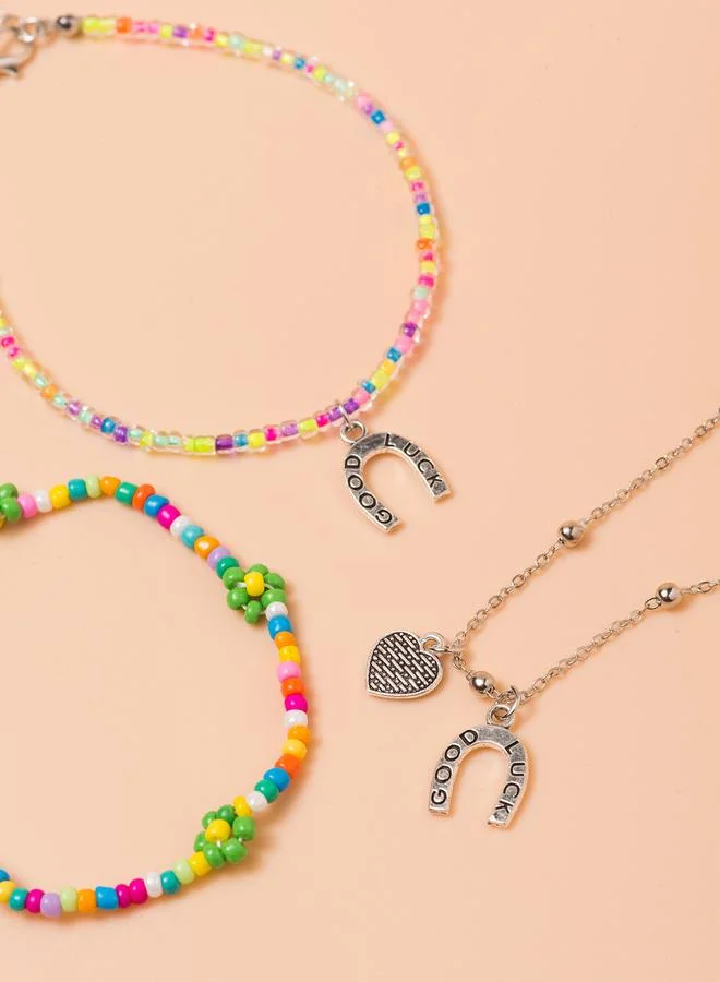 Take Two  Set of 3 - Beaded Flower Anklet for Women | Best Price UAE