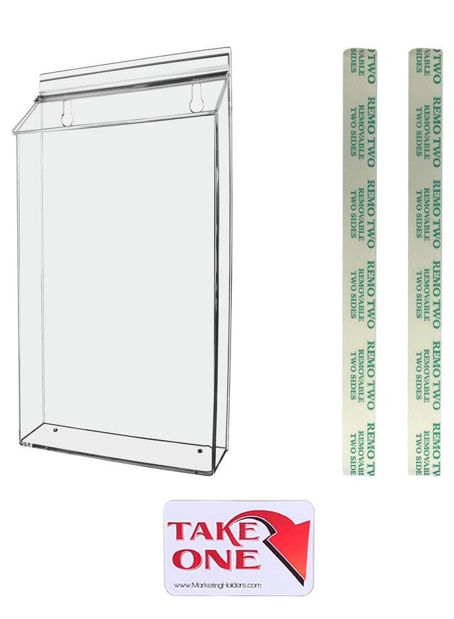 Marketing Holders Outdoor Brochure Holder Holds 8.5" x 11" Advertising Flyers Clear Acrylic Wall Mount Box with Lid Includes Take One Sticker and Adhesive Strips - Image 1