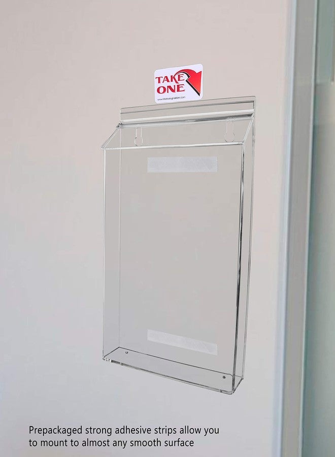 Marketing Holders Outdoor Brochure Holder Holds 8.5" x 11" Advertising Flyers Clear Acrylic Wall Mount Box with Lid Includes Take One Sticker and Adhesive Strips - Image 3