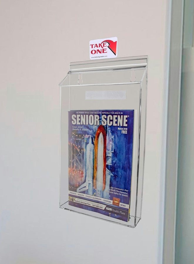 Marketing Holders Outdoor Brochure Holder Holds 8.5" x 11" Advertising Flyers Clear Acrylic Wall Mount Box with Lid Includes Take One Sticker and Adhesive Strips - Image 2