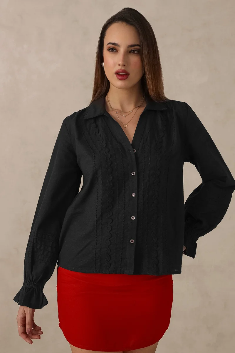 Virgio Cotton Lace Dinnerwear Shirts for Women