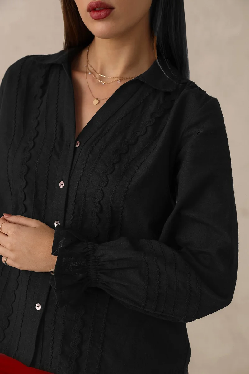 فيرجيو Cotton Lace Dinnerwear Shirts for Women