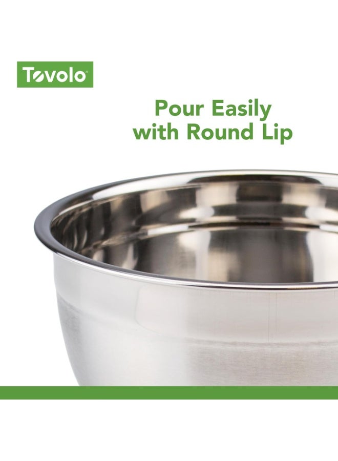 Tovolo Stainless Steel Mixing Bowls, 5.5 Qt - Metal Nesting Mixing Bowl with Rounded Lip for Easy Pour & Minimal Mess - Large & Small Dishwasher Safe Kitchen Supplies for Prep & Cooking - Image 2