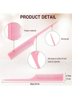 Patelai 3 Pieces Plastic Rat Tail Comb Pintail Comb Fiber Teasing Comb 9 Inch Styling Comb With Thin And Long Handle For Men Women Girl Salon Home Supplies  - Image 3