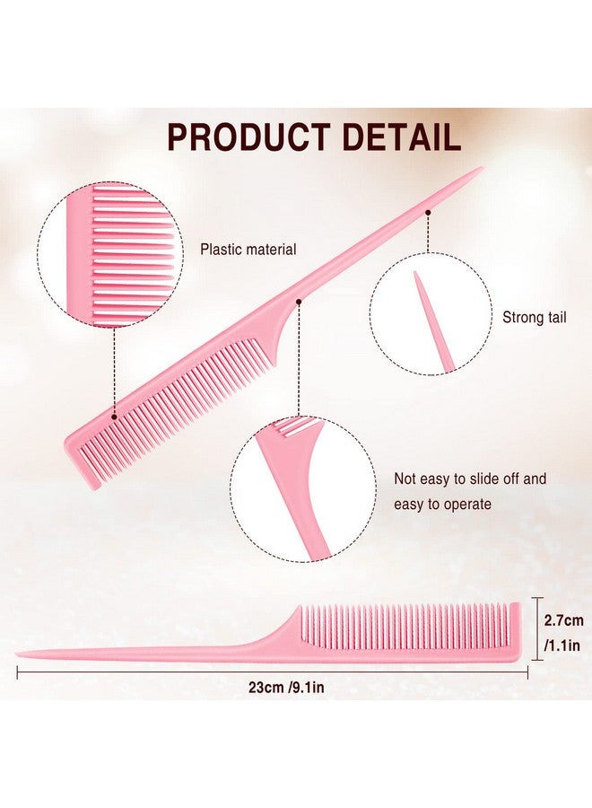 Patelai 3 Pieces Plastic Rat Tail Comb Pintail Comb Fiber Teasing Comb 9 Inch Styling Comb With Thin And Long Handle For Men Women Girl Salon Home Supplies - Image 3
