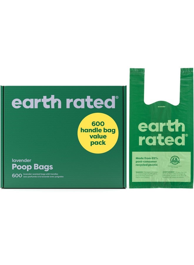 إيرث ريتد أكياس فضلات الكلاب المقاومة للعوامل الجوية مع مقابض، عبوة اقتصادية، سهلة الربط ومقاومة للتسرب، لون لافندر، 600 كيس بمقبض - Image 1