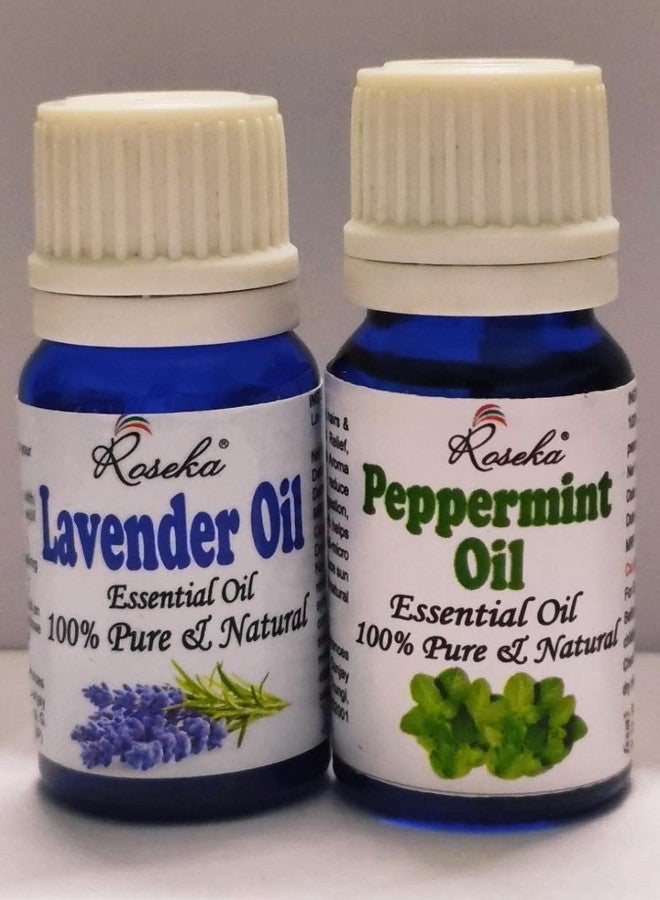 Roseka Lavender & Peppermint Essential Oil | Healthy Hair, Scalp, Bright Skin, Acne, Hair Fall, Relaxing Sleep, Aromatherapy & Body pack of 2 (20 ml) - Image 1