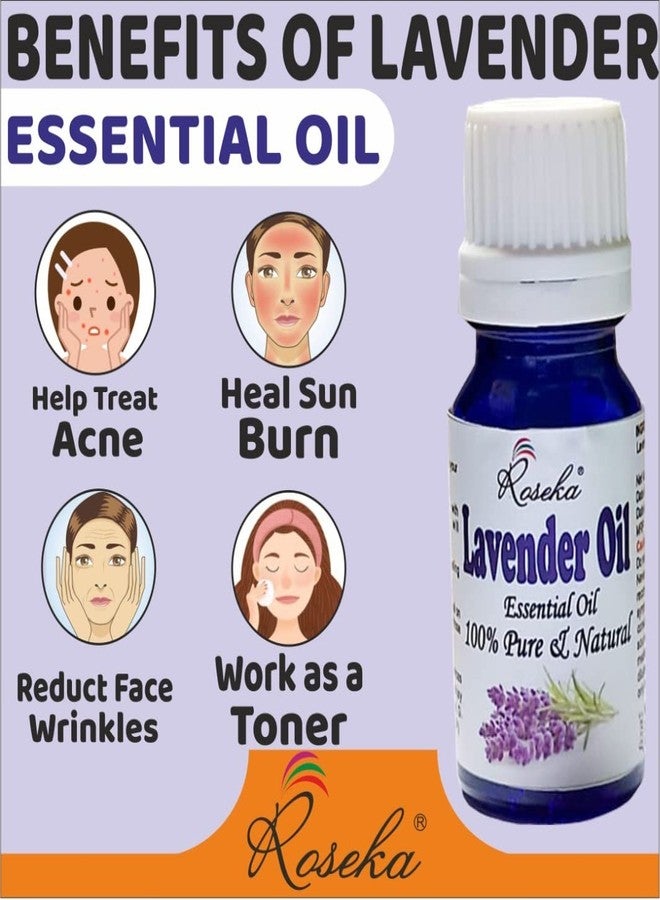 Roseka Lavender & Peppermint Essential Oil | Healthy Hair, Scalp, Bright Skin, Acne, Hair Fall, Relaxing Sleep, Aromatherapy & Body pack of 2 (20 ml) - Image 4