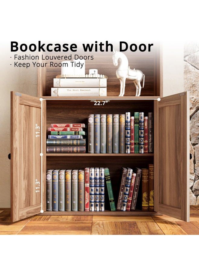 IRONCK Industrial Bookshelves and Bookcases with Doors Floor Standing 6 Shelf Display Storage Shelves 70 in Tall Bookcase for Home Office, Living Room - Image 5