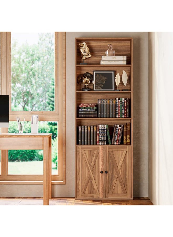 IRONCK Industrial Bookshelves and Bookcases with Doors Floor Standing 6 Shelf Display Storage Shelves 70 in Tall Bookcase for Home Office, Living Room - Image 3