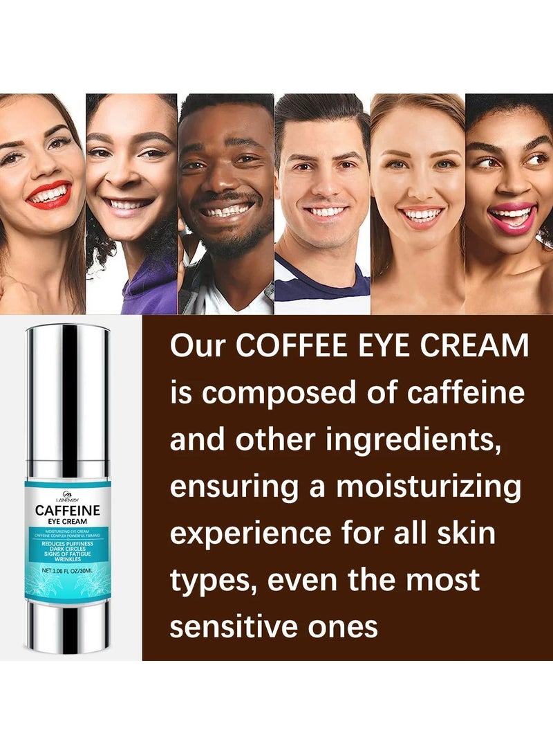 LANEMAY Caffeine Eye Cream Dark Circle Remover Anti Puffiness Fine Line Treatment Hydrating Brightening Firming Eye Care - Image 2