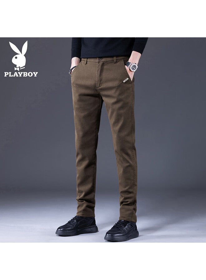 Playboy Men's Casual Pants Spring And Autumn Business Commuter Straight-leg Stretch Pants Trendy Versatile Slim Fit Trousers - Image 1