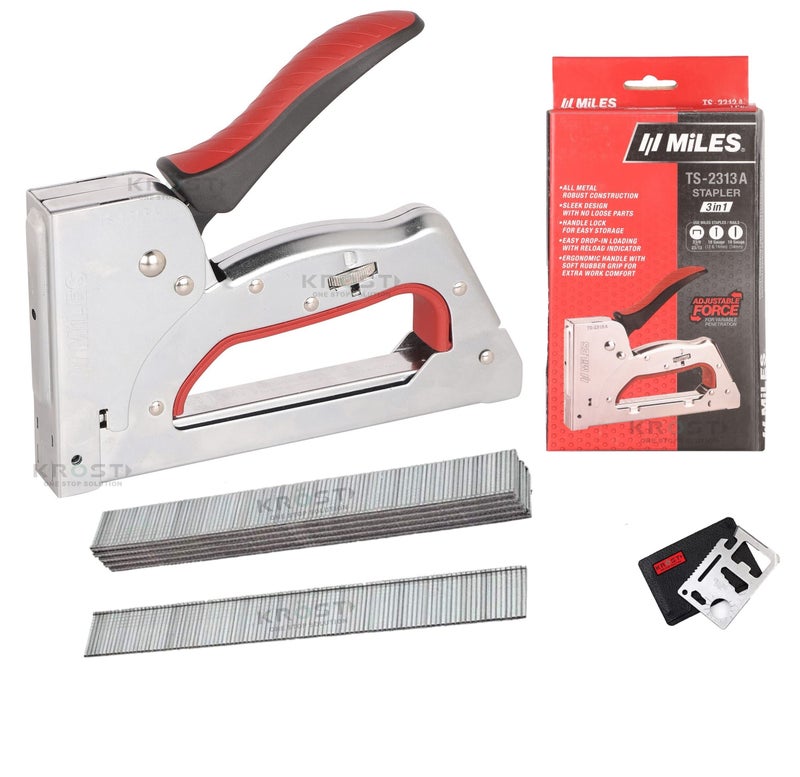 KROST 3 in 1 Kangaro Miles All Metal Body 18 Gauge Ts-2313A Gun Tacker, Staple Gun with F-10 mm Brad Nails -5000 Pcs - Image 1