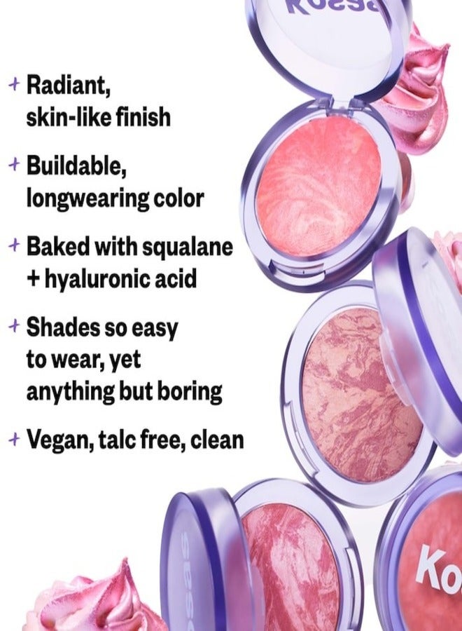 Kosas Blush is Life Baked Talc-Free Dimensional + Brightening Blush,Blissed - Warm Peachy Pink 4.5g  - Image 3