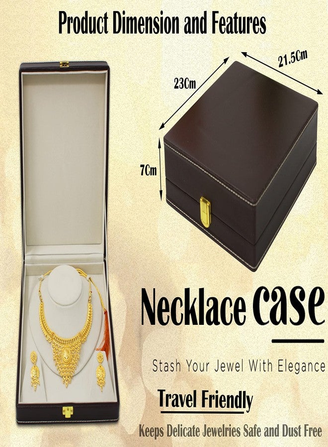 LUCES PU Leather Necklace Pendant Earring Ring Jewellery Storage Holder Display Box for Wedding Engagement Anniversary Wardrobe Organizer Brown - Image 5