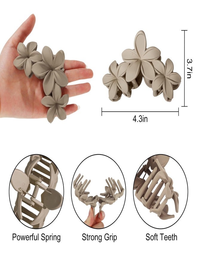 ANBALA 8Pcs Flower Hair Clips Large Matte Non-slip Plumeria Hawaii Hair Claws for Women Claw Clips for Thick Hair, Plumeria Flower Clip (Classic Color) - Image 2