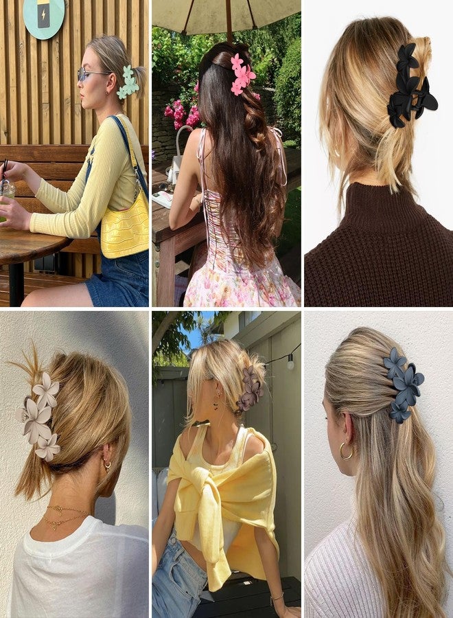 ANBALA 8Pcs Flower Hair Clips Large Matte Non-slip Plumeria Hawaii Hair Claws for Women Claw Clips for Thick Hair, Plumeria Flower Clip (Classic Color) - Image 4