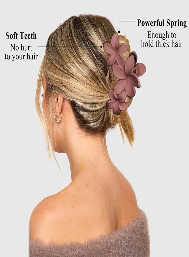 ANBALA 8Pcs Flower Hair Clips Large Matte Non-slip Plumeria Hawaii Hair Claws for Women Claw Clips for Thick Hair, Plumeria Flower Clip (Classic Color) - Image 3