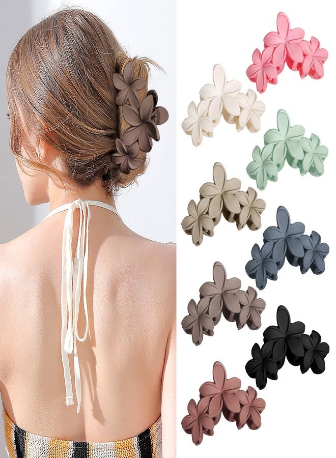 ANBALA 8Pcs Flower Hair Clips Large Matte Non-slip Plumeria Hawaii Hair Claws for Women Claw Clips for Thick Hair, Plumeria Flower Clip (Classic Color) - Image 1
