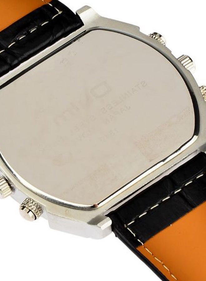 أولم ساعة يد بعقارب وسوار من جلد البولي يوريثان طراز HP1349 - 48 ملم - أسود للرجال - Image 3