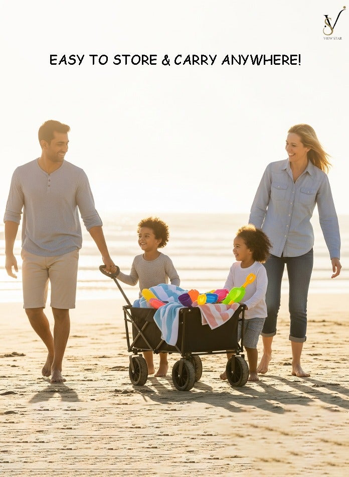 فيوستار عربة حملات Viewstar القابلة للطي والمتينة - عربة حملات محمولة مزودة بعجلات لجميع التضاريس ومقبض قابل للتعديل - Image 2