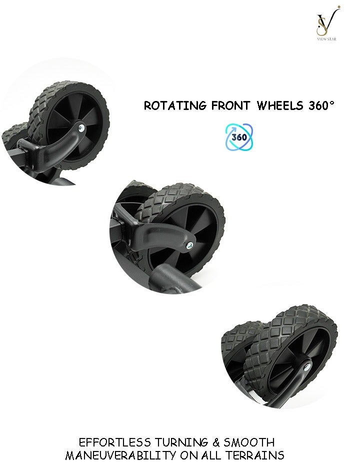 فيوستار عربة حملات Viewstar القابلة للطي والمتينة - عربة حملات محمولة مزودة بعجلات لجميع التضاريس ومقبض قابل للتعديل - Image 3