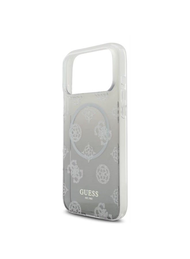 جس جراب Guess MagSafe المصنوع من البولي كربونات والبولي يوريثان الحراري بنمط زهور الفاوانيا المتدرجة واللمعان لهاتف iPhone 17 Pro Max، قبضة مريحة، حماية من السقوط، تغليف مستدام، سهل التركيب، تصميم رفيع وخفيف الوزن - أسود - Image 3
