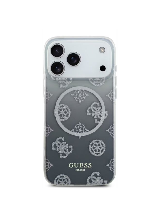 جس جراب Guess MagSafe المصنوع من البولي كربونات والبولي يوريثان الحراري بنمط زهور الفاوانيا المتدرجة واللمعان لهاتف iPhone 17 Pro Max، قبضة مريحة، حماية من السقوط، تغليف مستدام، سهل التركيب، تصميم رفيع وخفيف الوزن - أسود - Image 2