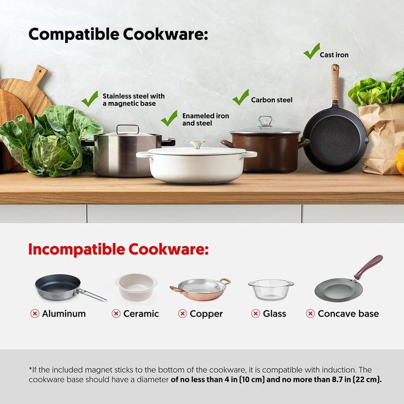ISILER Portable Induction Cooktop, 1800W Sensor Touch Electric Induction Cooker Hot Plate with Kids Safety Lock, 6.7" Heating Coil, 18 Power 17 Temperature Setting Countertop Burner with Timer - Image 5