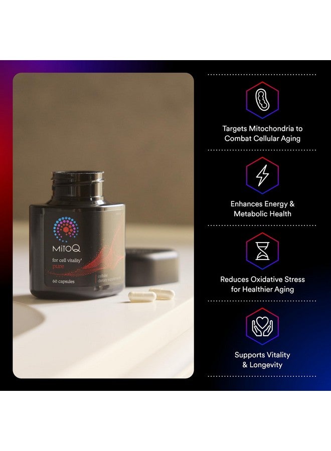 MitoQ Pure Mitochondria-targeted Antioxidant Supplement | Reducing Free Radical Damage & Oxidative Stress | Supports Cellular Longevity, Metabolic Health, Healthier Aging, and Energy (120 Capsules) - Image 1