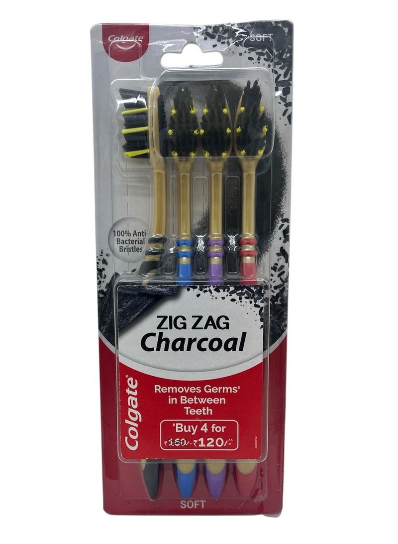 كولجيت فرشاة أسنان كولجيت زيج زاج فحم 4 قطع