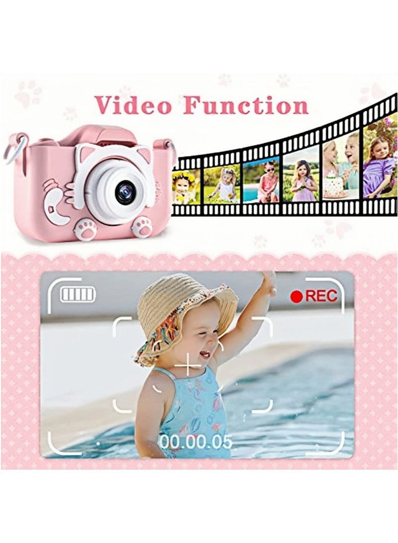 Generic Kids Camera, Kids Digital Video Camera - 1080P HD Toy for 3-12 Year Old Boys/Girls, Birthday Festival Gift, USB Rechargeable Selfie Camera With 32GB SD Card and Card Reader (Pink)  - Image 5