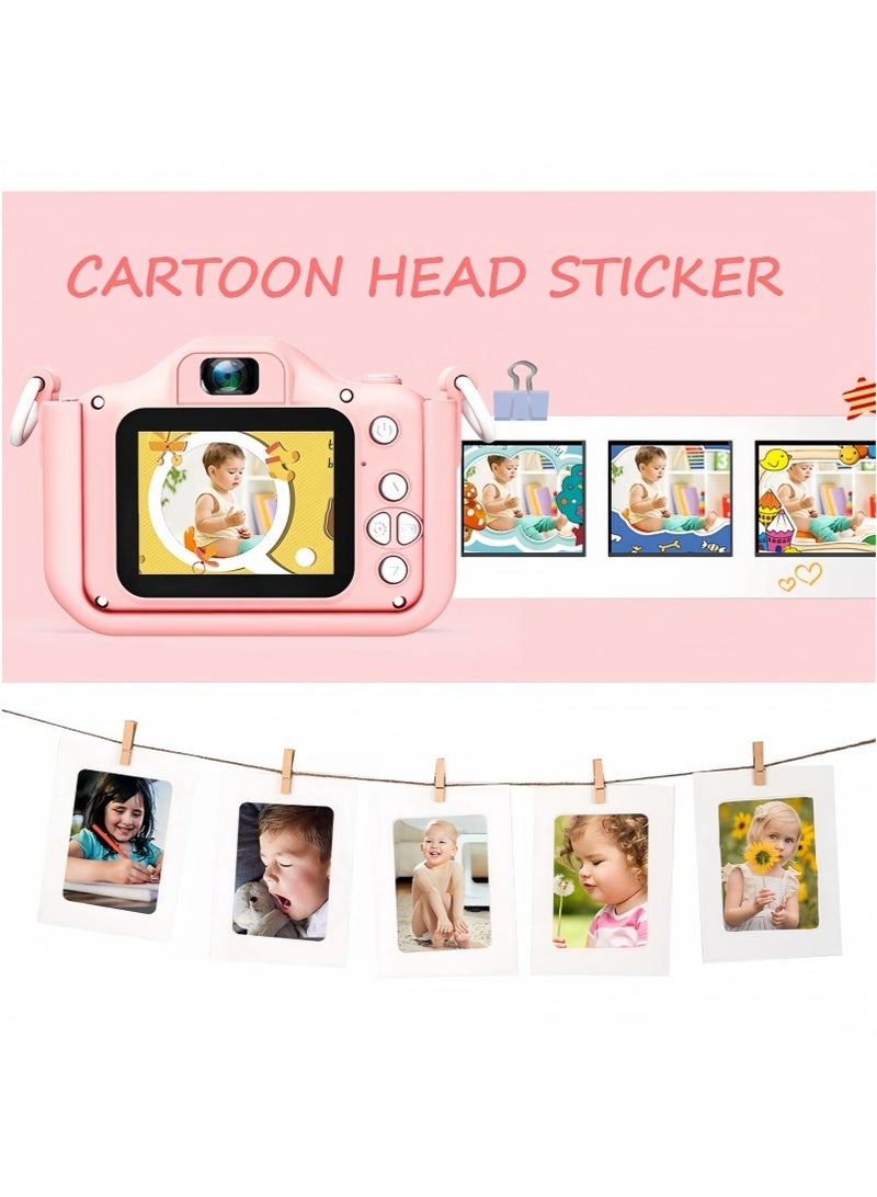 Kids Camera, Kids Digital Video Camera - 1080P HD Toy for 3-12 Year Old Boys/Girls, Birthday Festival Gift, USB Rechargeable Selfie Camera With 32GB SD Card and Card Reader (Pink)