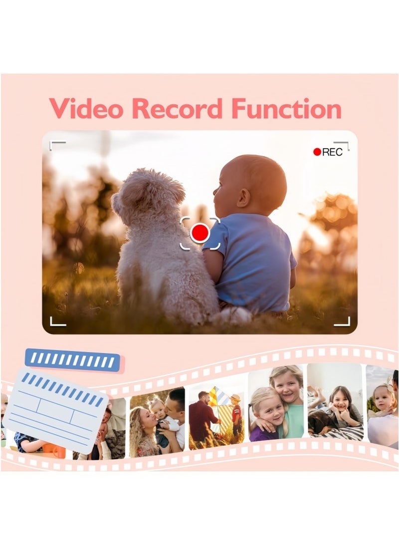 Kids Camera,1080P HD Digital Video Camera Toy for Age 6+ Boys/Girls, Birthday Festival Gifts for Kids,USB Rechargeable Kids Selfie Camera with 32GB SD Card and card reader(Pink) - Image 4
