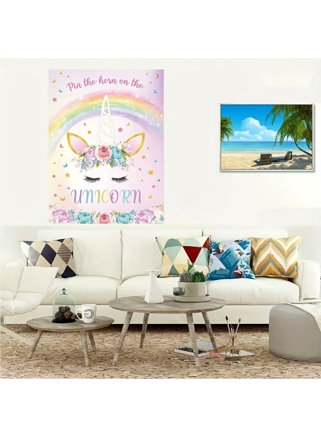 The Horn on The Unicorn Game for Kids Birthday Party, Unicorn Party Game with 20 pcs Horn Stickers One eye masks Birthday Party Supplies for Wall Home Room Decorations - Image 4