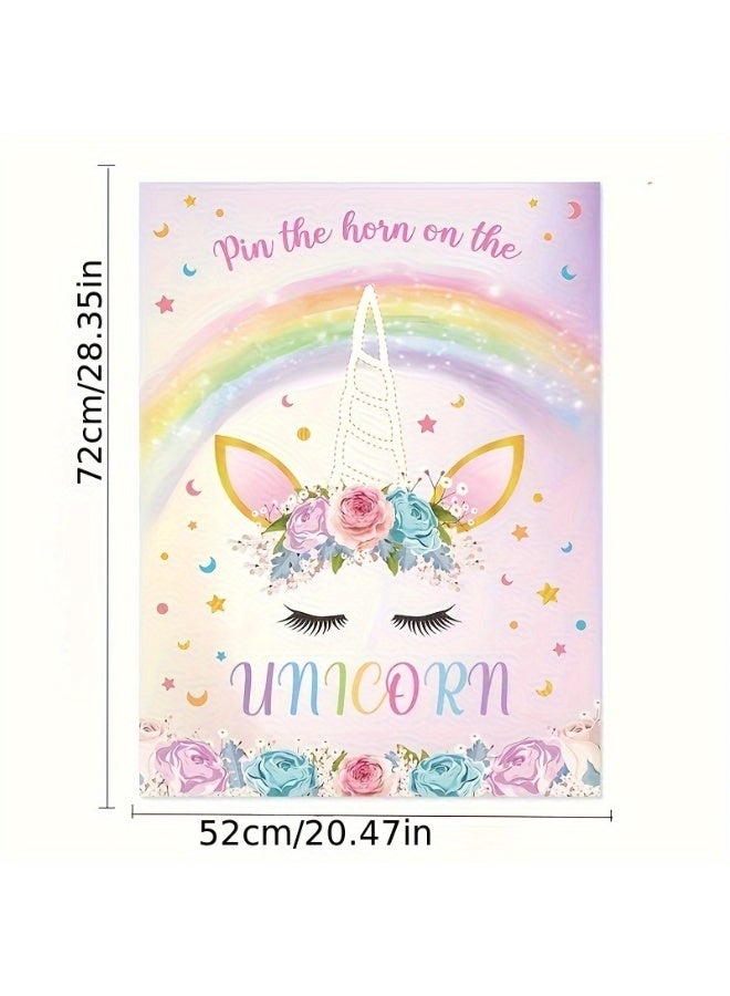The Horn on The Unicorn Game for Kids Birthday Party, Unicorn Party Game with 20 pcs Horn Stickers One eye masks Birthday Party Supplies for Wall Home Room Decorations - Image 2