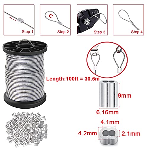 Cerpourt Vinyl Coated Picture Hanging Wire 1.5mm Up to 150lbs,100 Feet(30.5M) Stainless Steel Picture Wire Spool with 40Pcs Aluminum Crimping Sleeves,Heavy Wire for Hanging Picture Frame,Artwork,String Light - Image 4