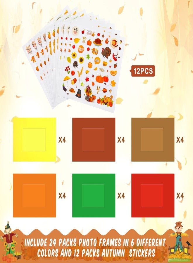 Capoda 24 Pack Fall Picture Photo Frames Craft Kit DIY Thanksgiving Photo Frame Craft Kit DIY Fall Festival Photo Frame for Kids Halloween Thanksgiving Classroom Art Activities Fall Gift Favors - Image 2