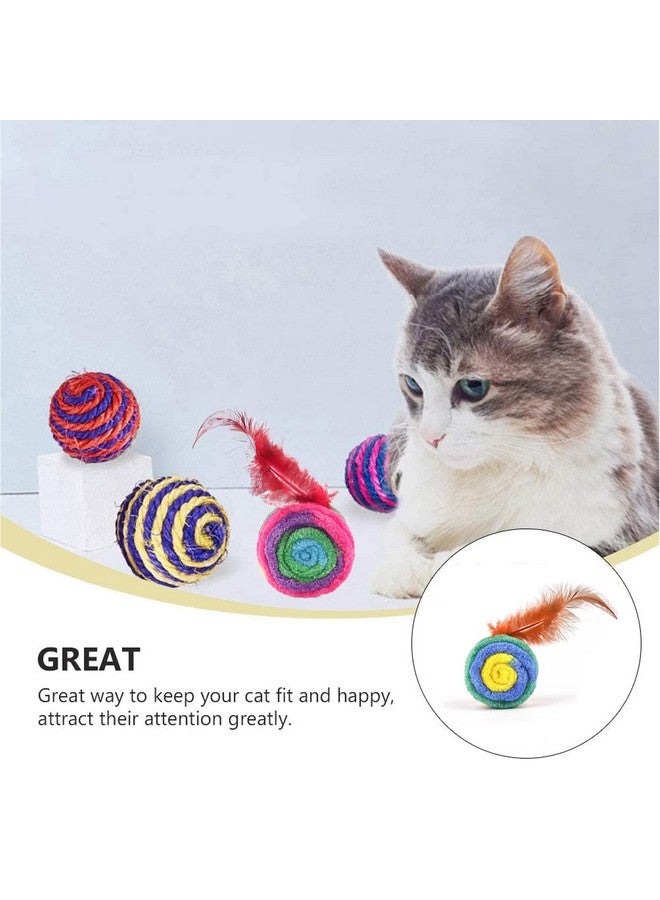 Emily Pets Cat Kitten Toy Rolling Feather Toy Scratching Ball Funny Play Toy Interactive(Multy Color) - Image 3