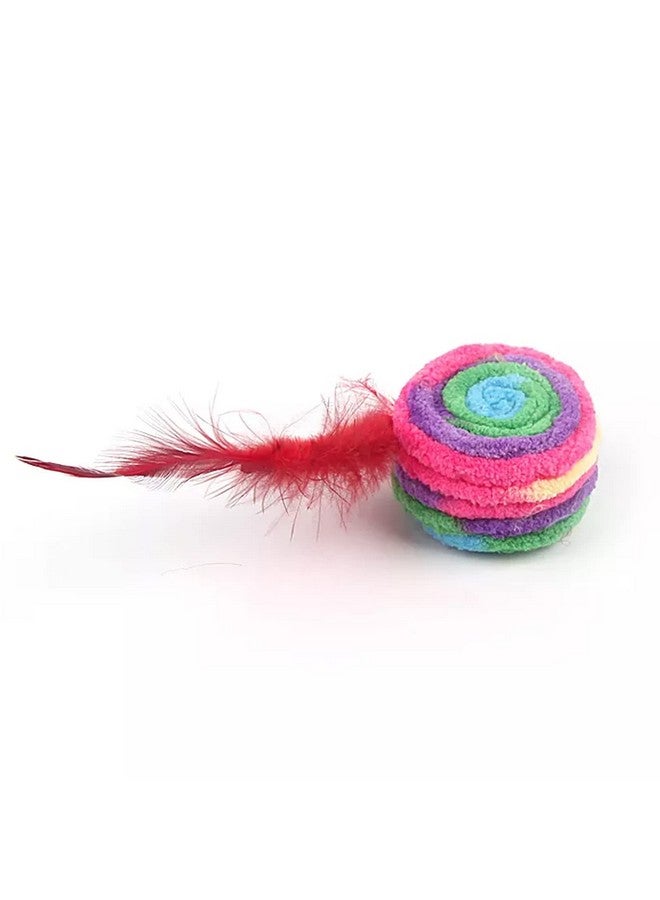 Emily Pets Cat Kitten Toy Rolling Feather Toy Scratching Ball Funny Play Toy Interactive(Multy Color) - Image 4