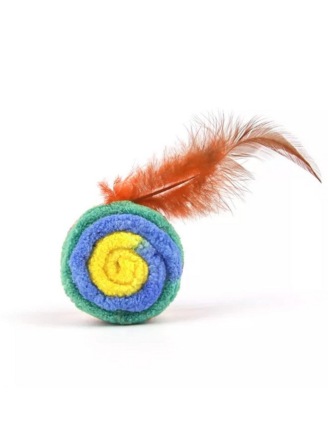 Emily Pets Cat Kitten Toy Rolling Feather Toy Scratching Ball Funny Play Toy Interactive(Multy Color) - Image 1