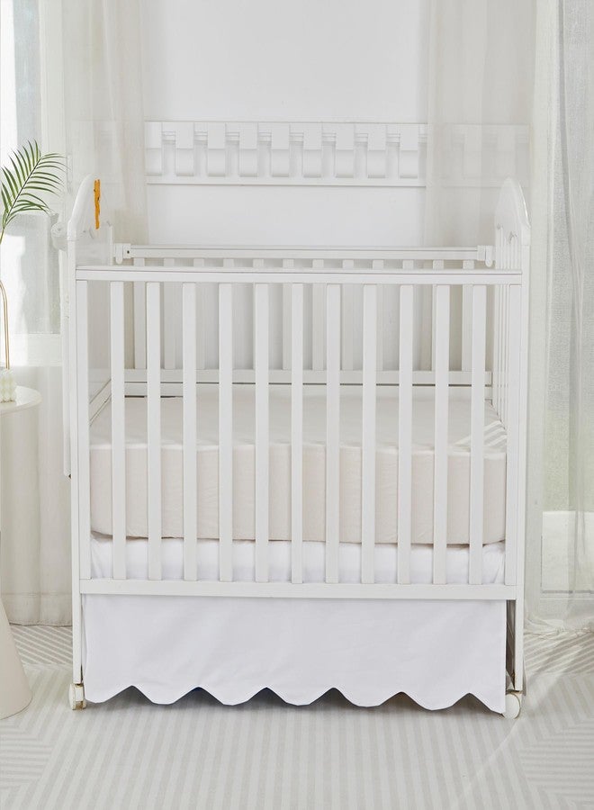 Brandream Scallop Edge Cotton Crib Skirt Toddler Bedskirt Baby Nursery Crib Bed Skirt Boho BohemianNeutral Solid Color Cream Off White Farmhouse Chic Boho Bohemian Skirt - Image 5