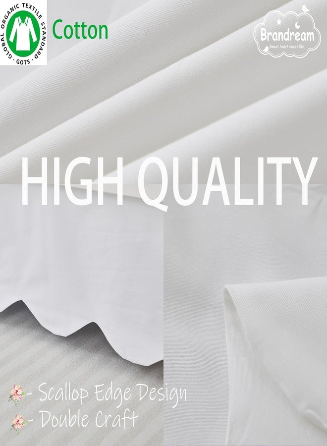 Brandream Scallop Edge Cotton Crib Skirt Toddler Bedskirt Baby Nursery Crib Bed Skirt Boho BohemianNeutral Solid Color Cream Off White Farmhouse Chic Boho Bohemian Skirt - Image 4