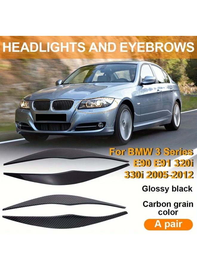 Carbon Fiber Pattern ABS Front Headlight Arches For BMW 3 Series 2005 2012 - Image 1