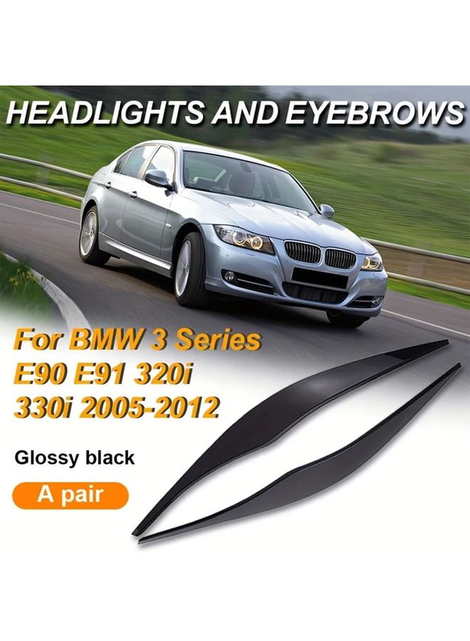 Carbon Fiber Pattern ABS Front Headlight Arches For BMW 3 Series 2005 2012 - Image 3