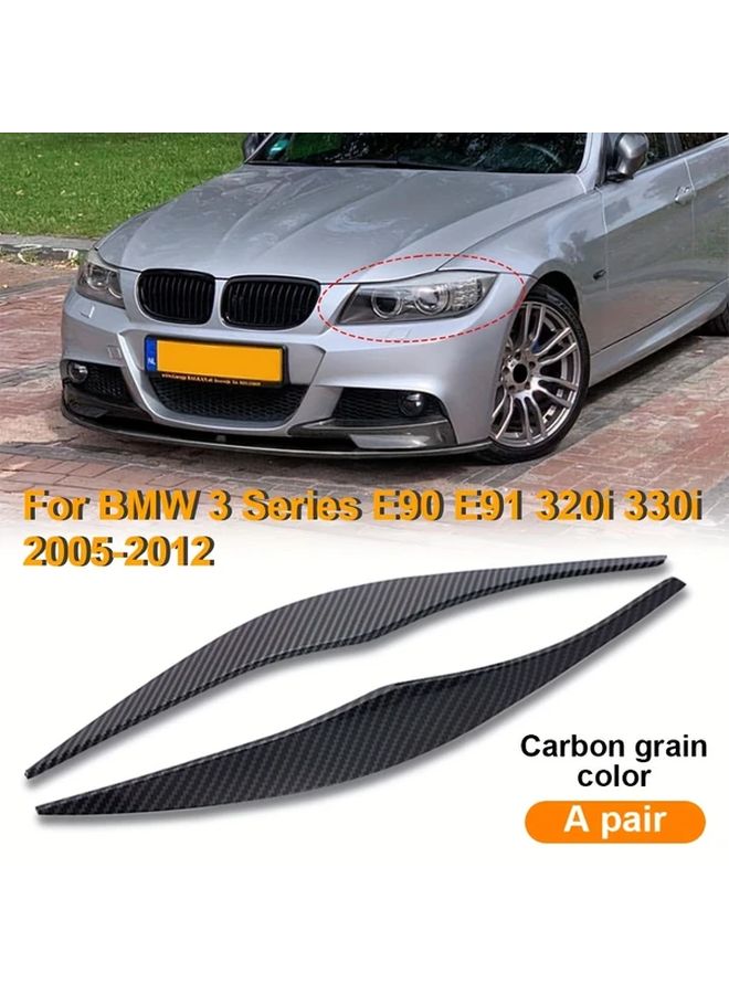 Carbon Fiber Pattern ABS Front Headlight Arches For BMW 3 Series 2005 2012 - Image 4