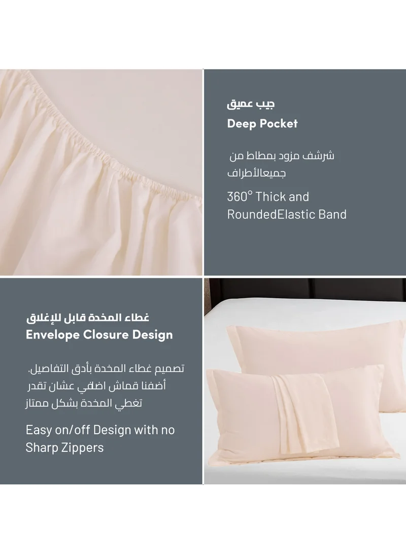 Donetella Bedding Fitted Sheet - Fits 180x200 Cm For King Bed - 3 Pcs (1 Fitted Sheet and 2 Pillowcases) - 35 Cm Deep Pocket - Solid Bed Sheet