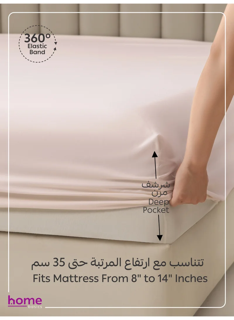 Donetella KING (180x200cm) Bedding Fitted Sheet - Fits 180x200 Cm For King Bed - 3 Pcs (1 Fitted Sheet and 2 Pillowcases) - 35 Cm Deep Pocket - Solid Bed Sheet  | Best Price UAE